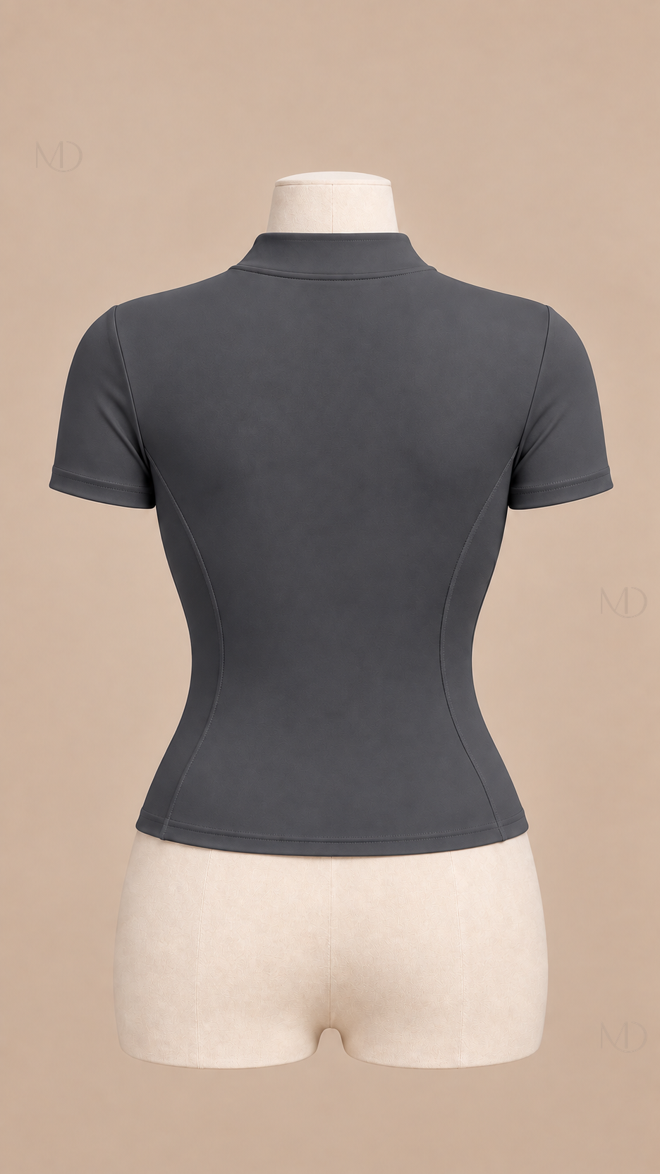 Nova Zip-Up Yoga Top — dark gray mannequin back