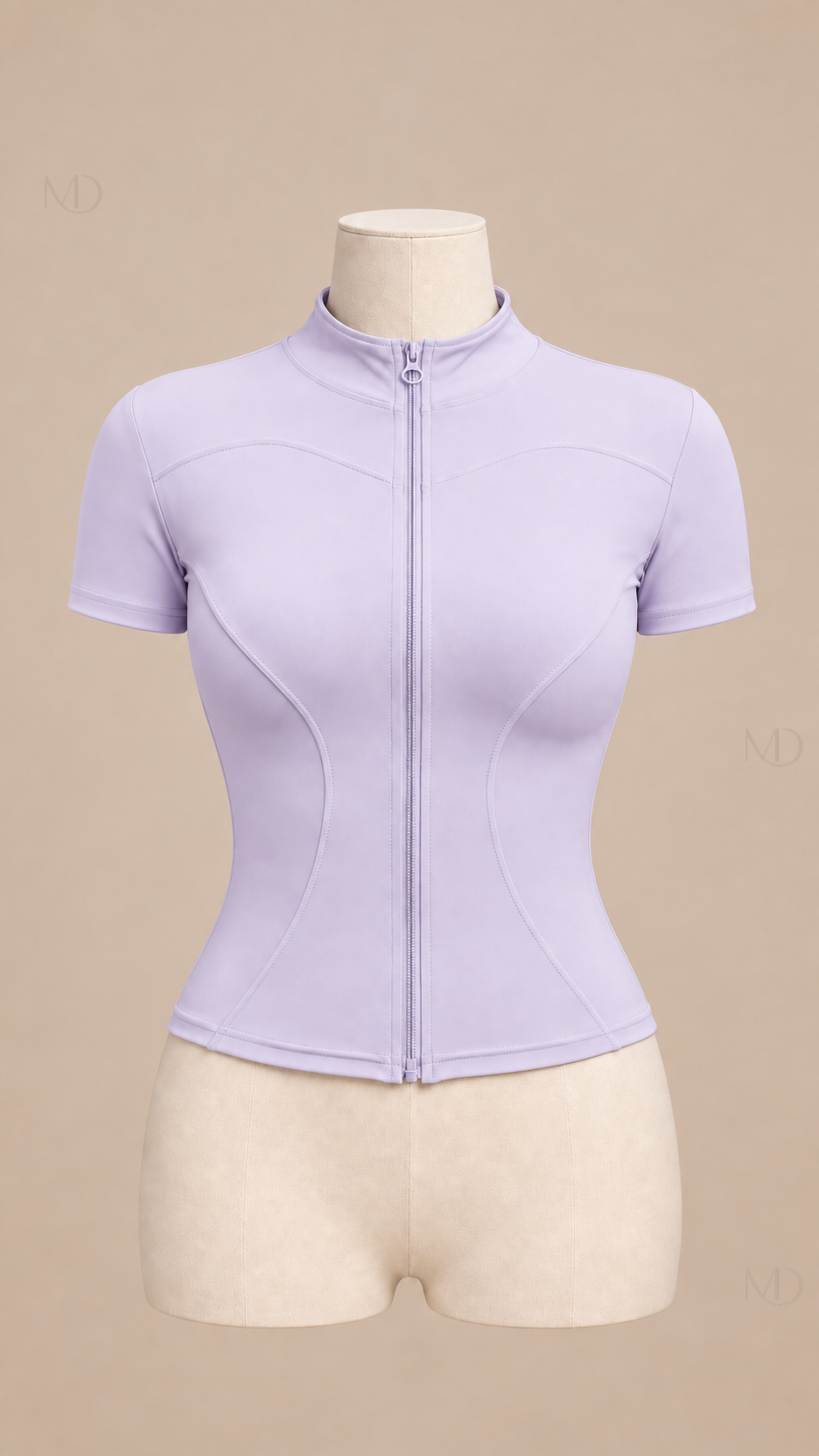 Nova Zip-Up Yoga Top — lavender mannequin front
