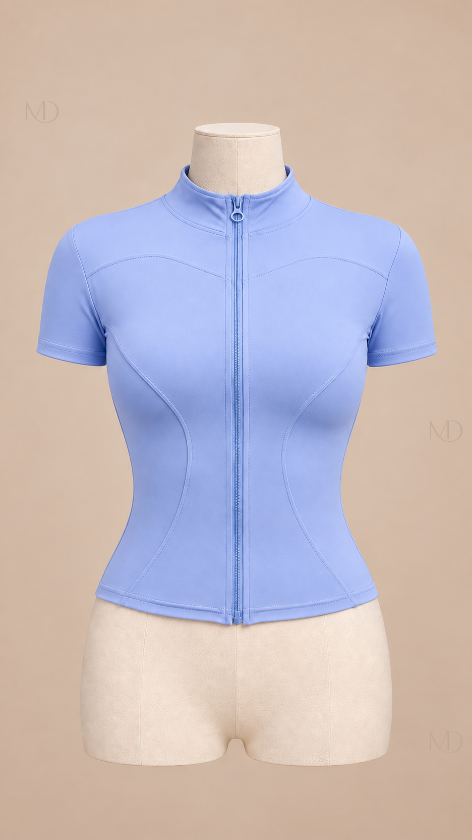 Nova Zip-Up Yoga Top — light blue mannequin front