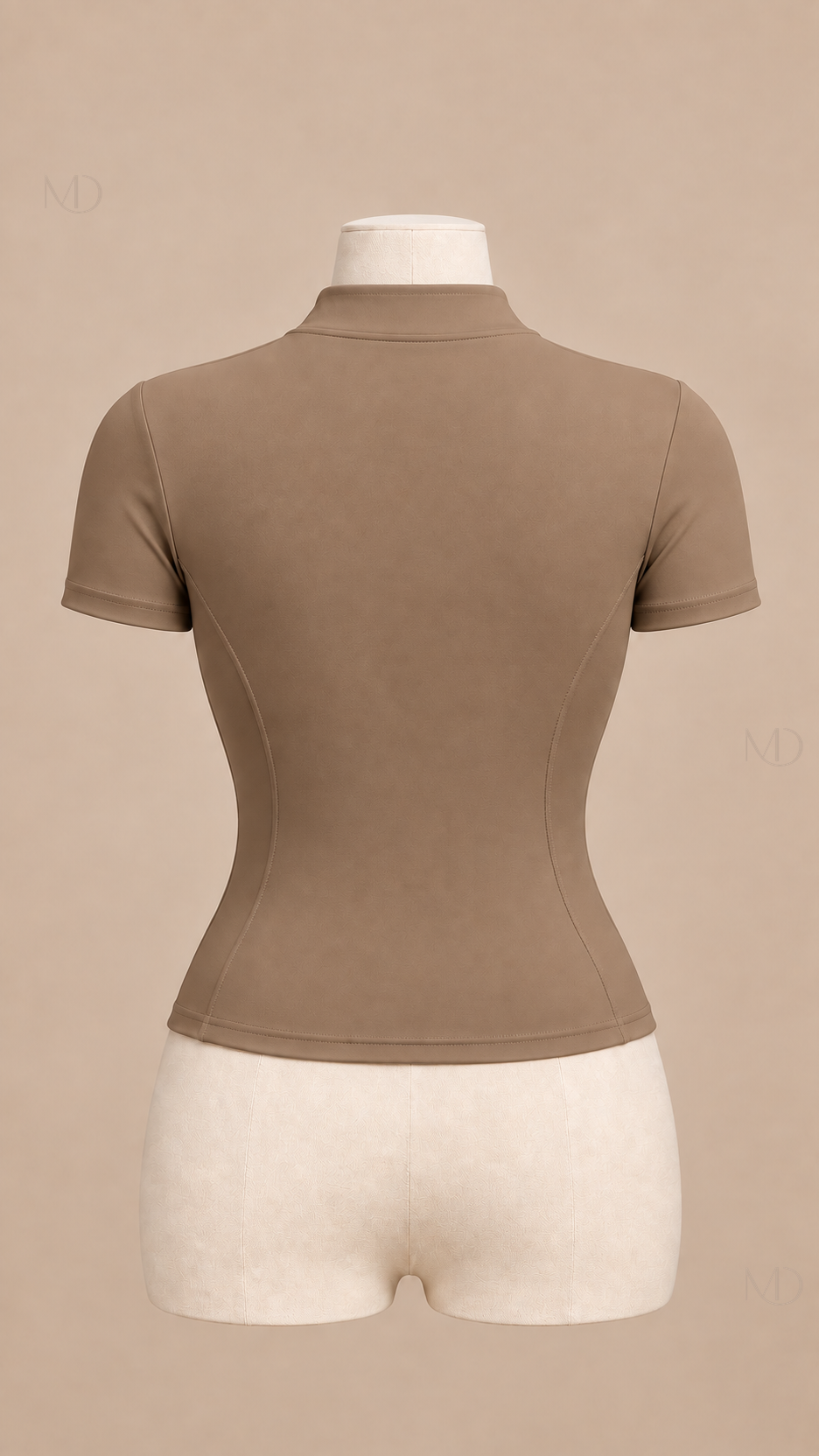Nova Zip-Up Yoga Top — mocha mannequin back