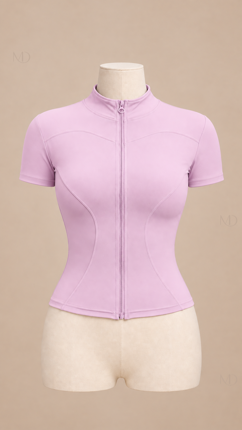 Nova Zip-Up Yoga Top — pink mannequin front