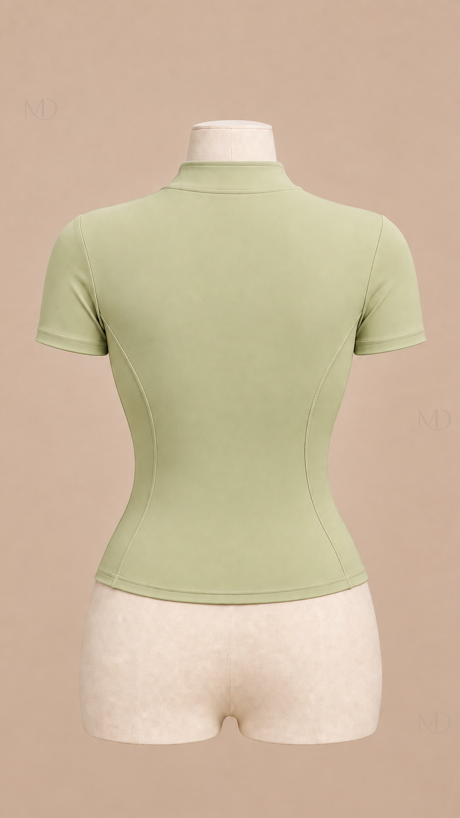 Nova Zip-Up Yoga Top — sage green mannequin back