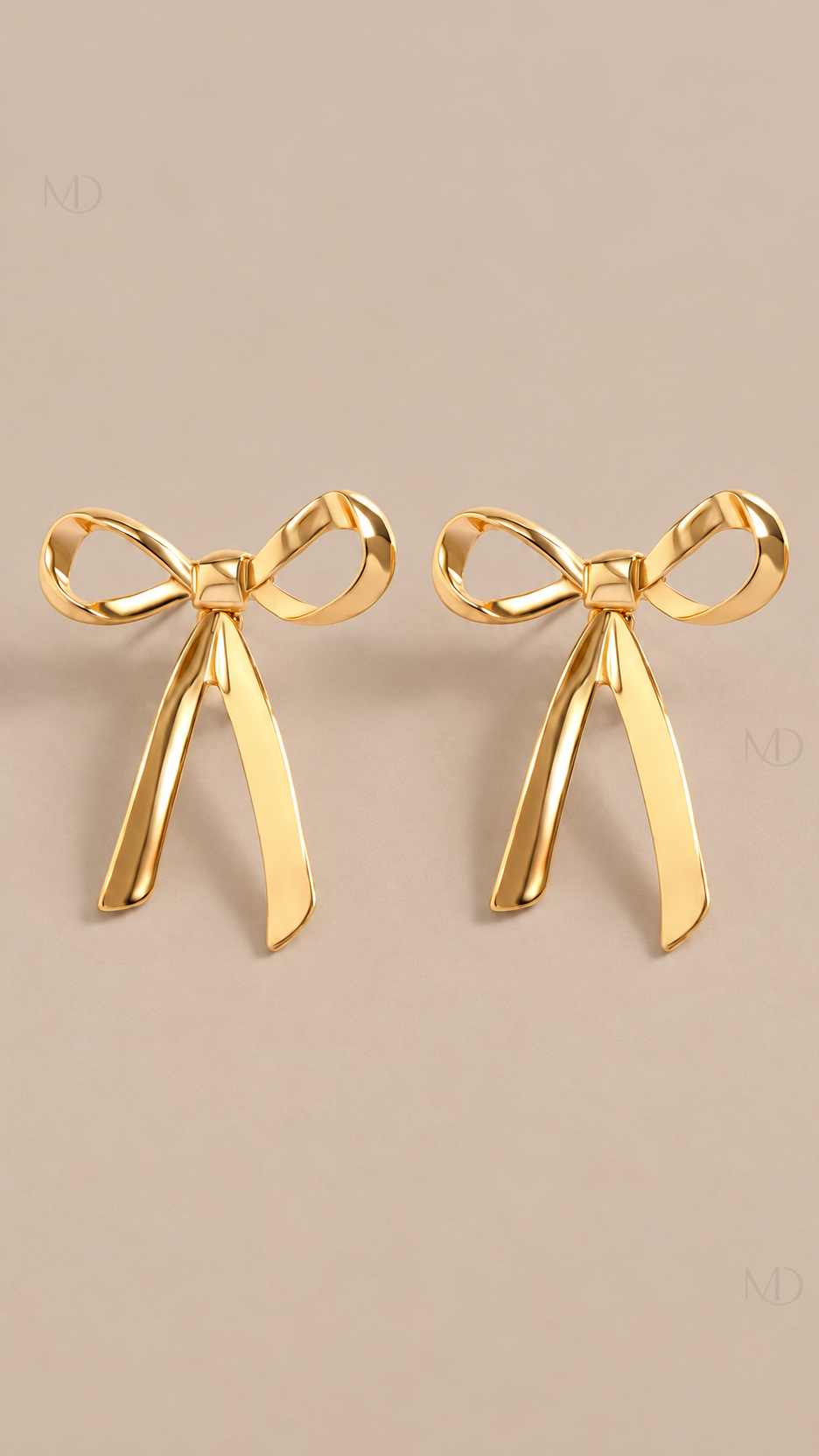 Belle Metal Bow Earrings — gold product only