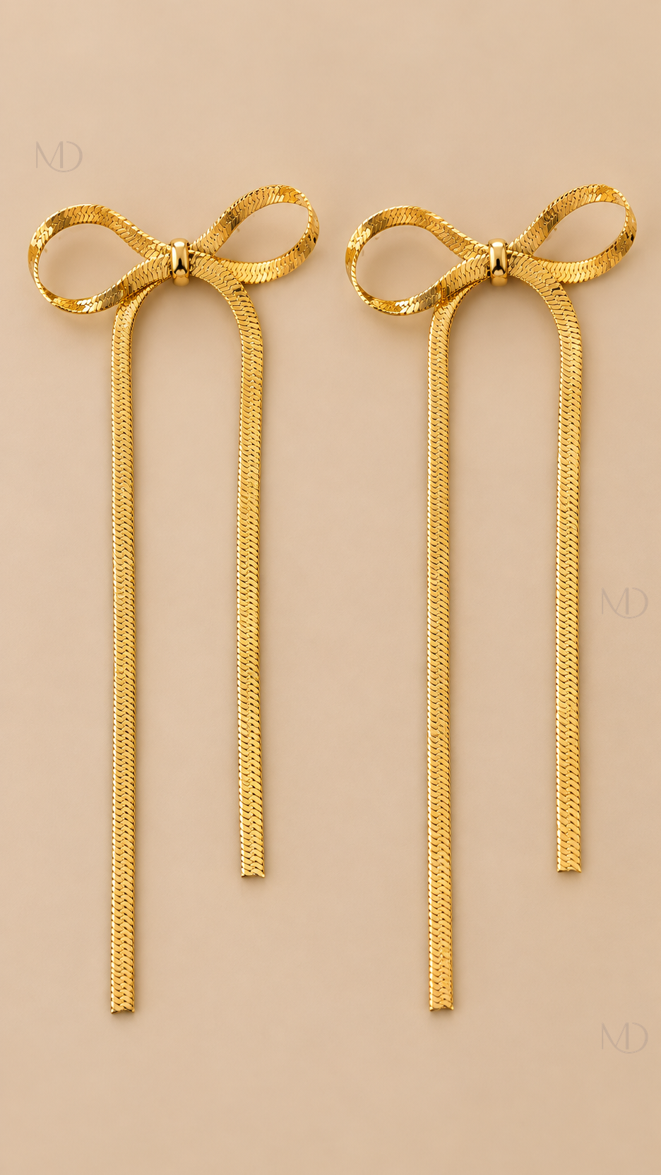 Belle Metal Bow Earrings — gold tassel product only