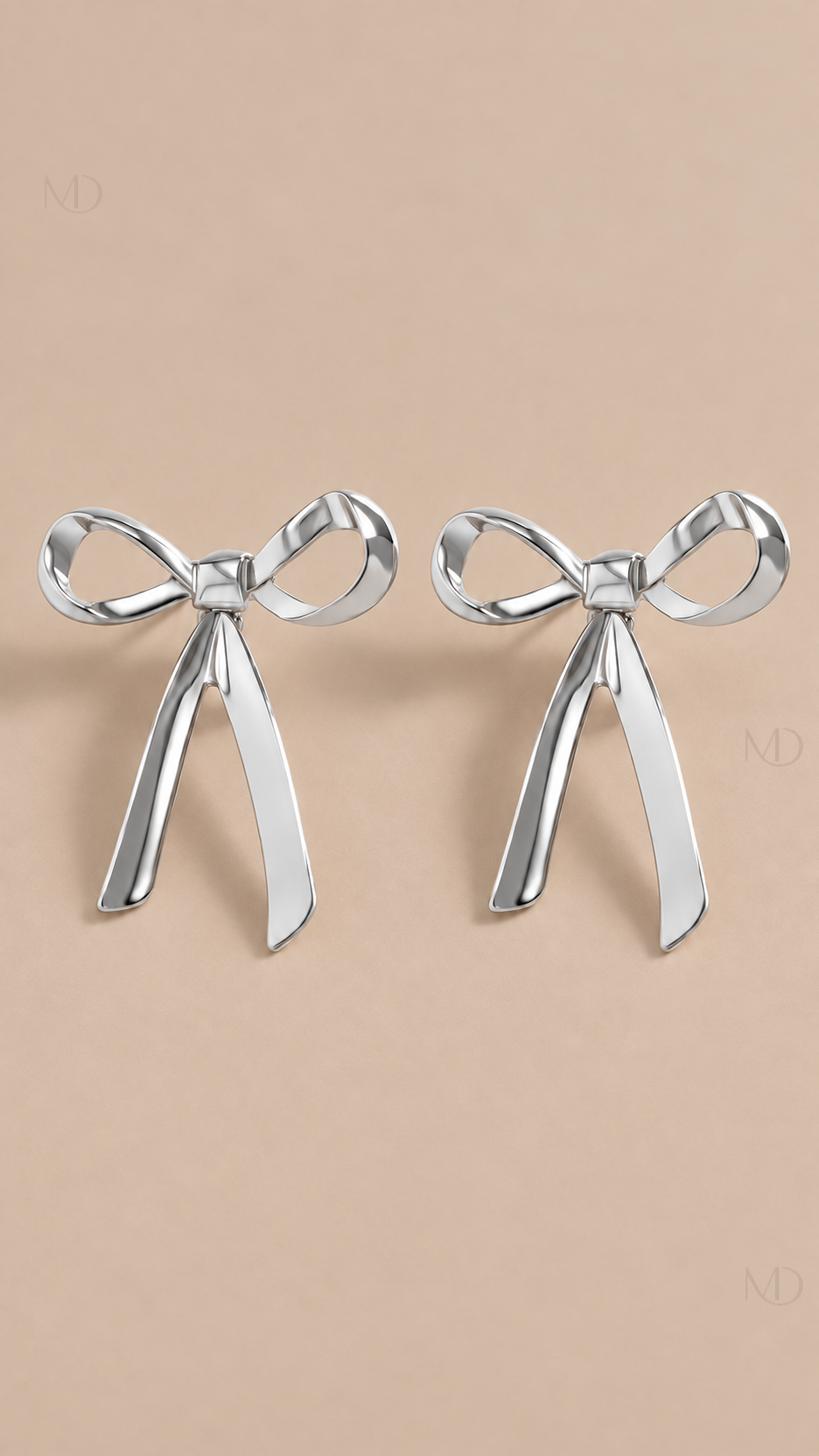 Belle Metal Bow Earrings — silver product only