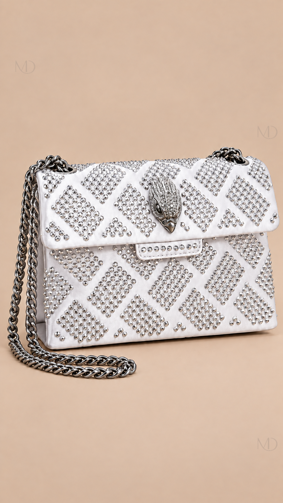 Sienna Crystal Velvet Crossbody — white product only