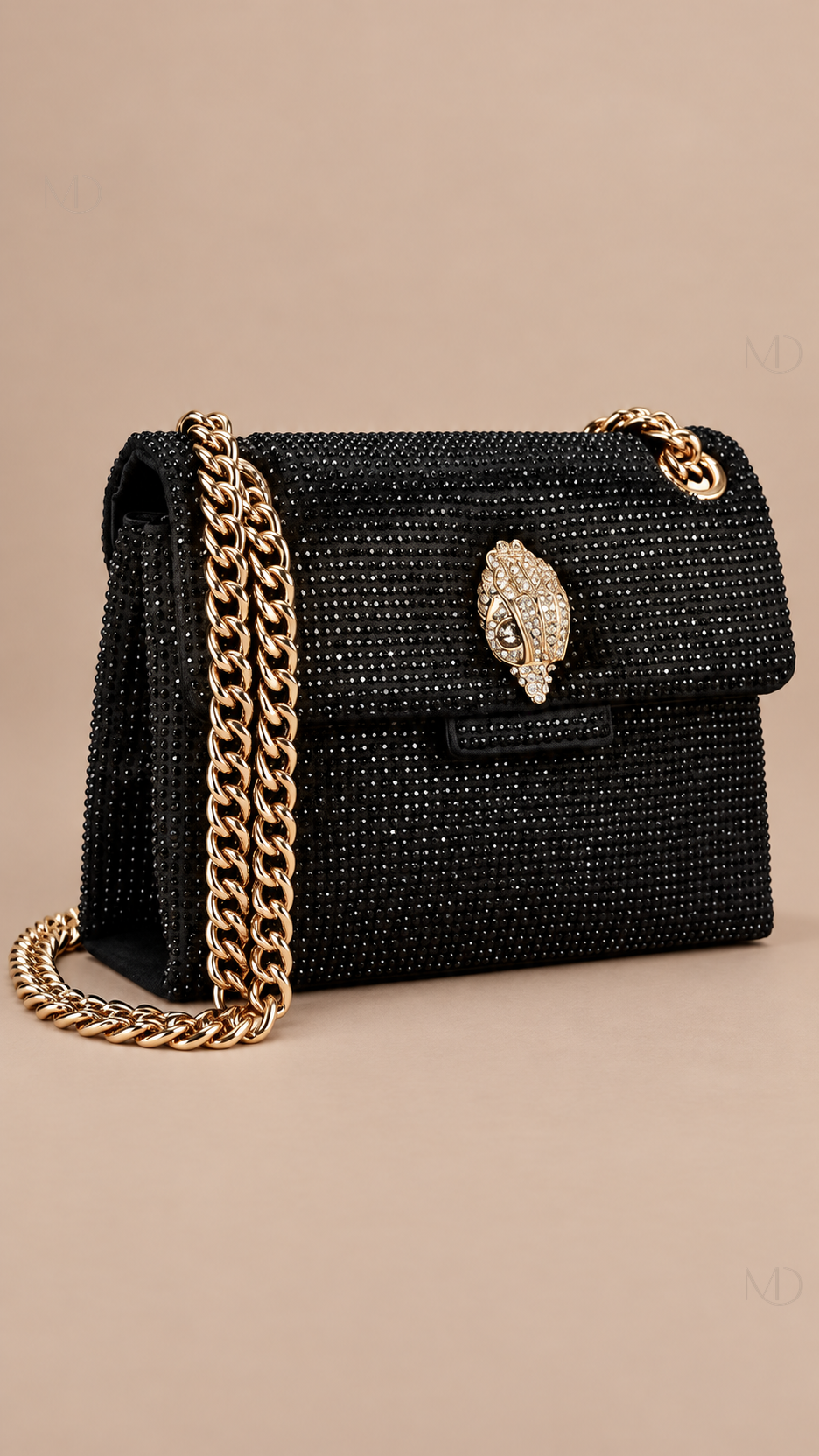 Luna Rhinestone Chain Bag — black product only