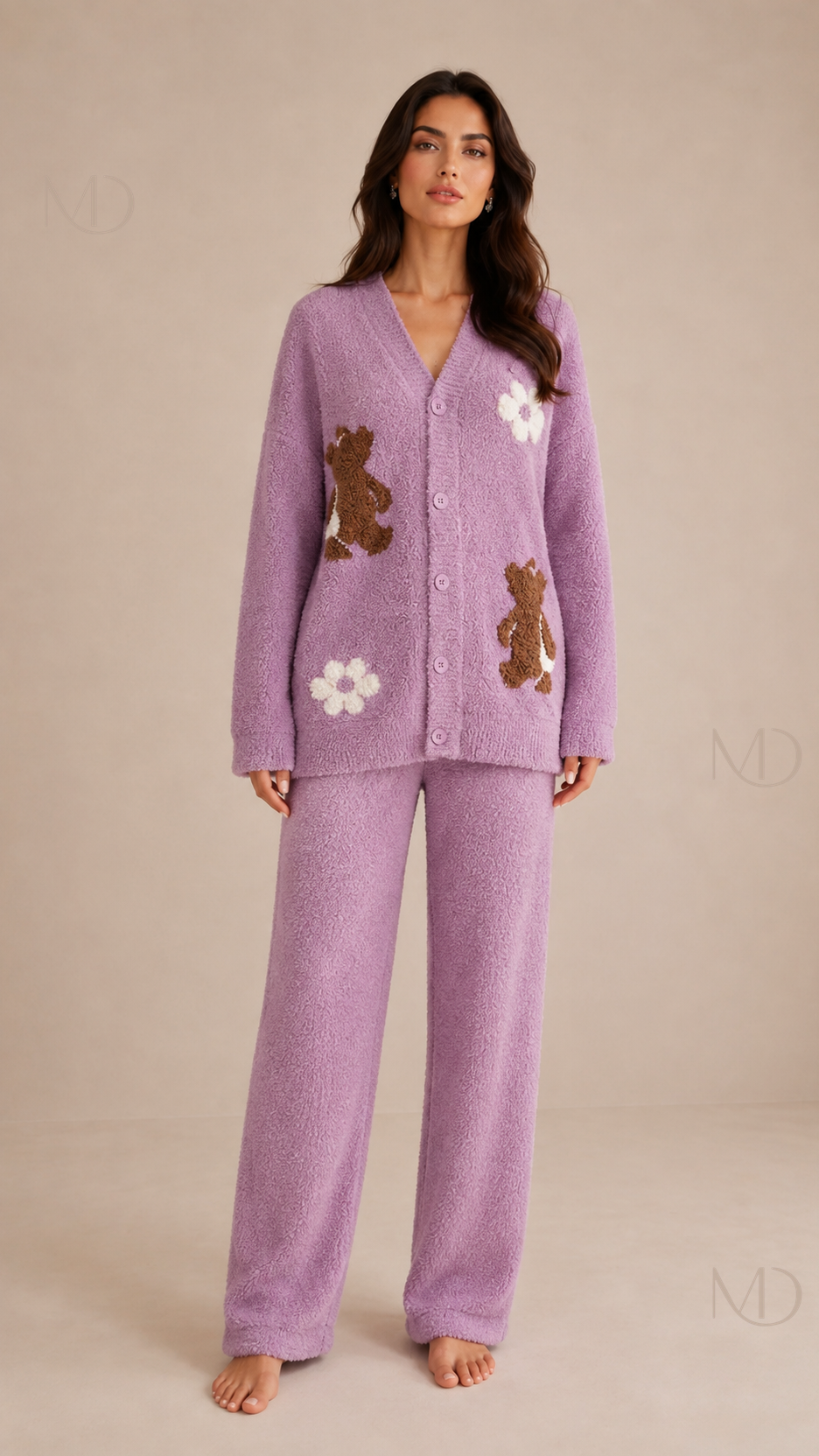 Bijou Teddy Pajama Set — purple 01 model