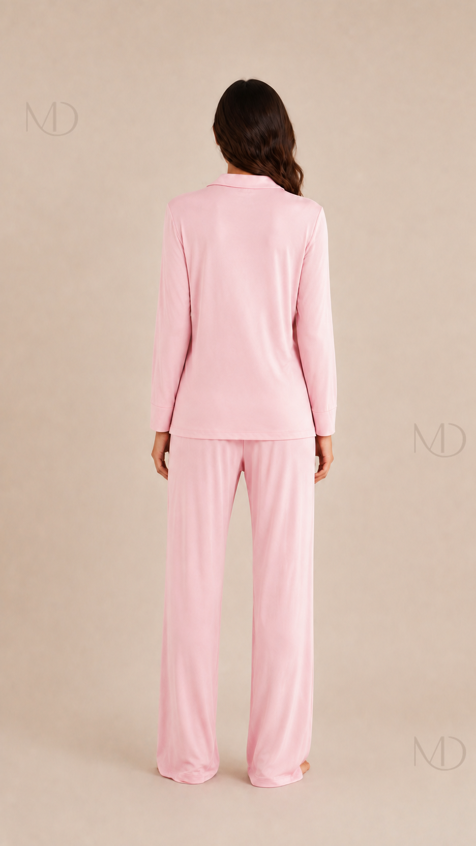 Noor Modal Pajama Set — pink — back model view