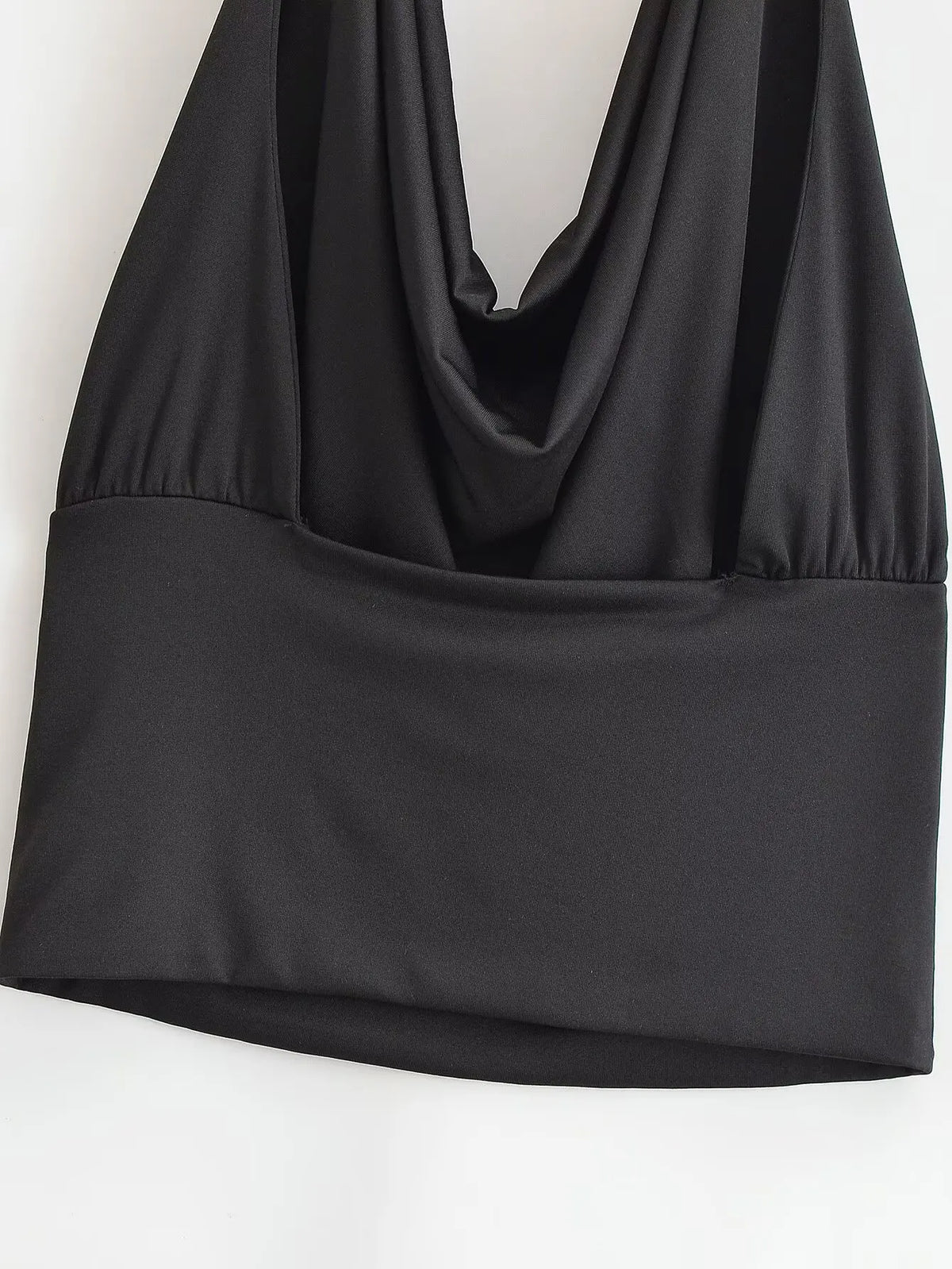 Metal Ring Halter Neck Draped Tank Top
