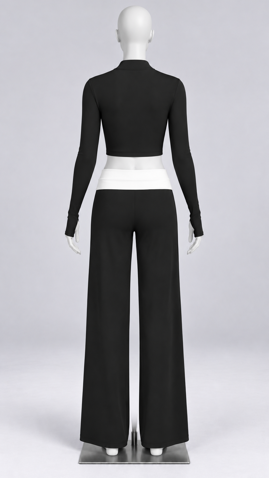 Odessa Colorblock Yoga Set — Meteorite Black mannequin back