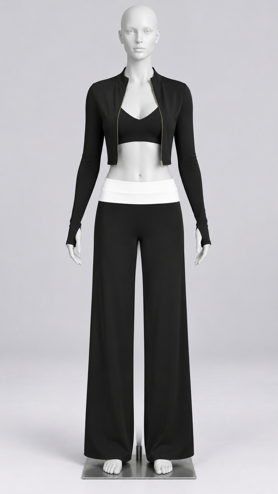 Odessa Colorblock Yoga Set — Meteorite Black mannequin front