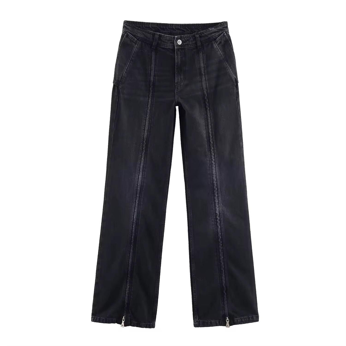 Højtaljede vide ben jeans
