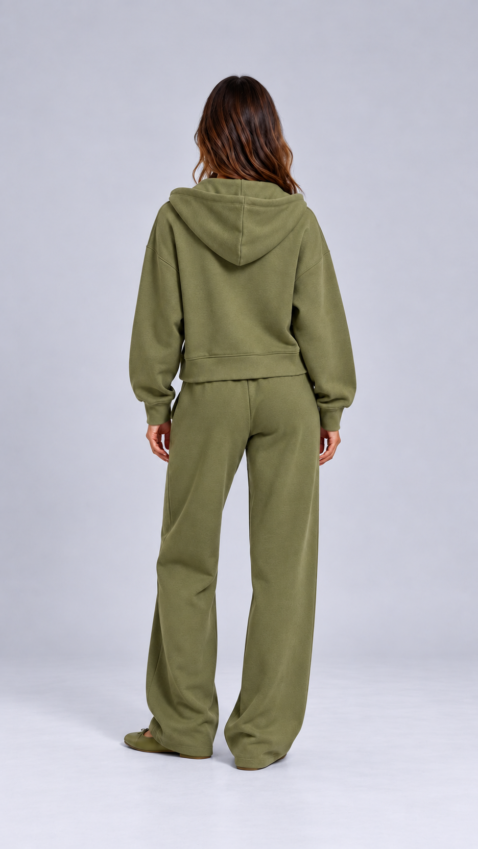Rozalia Zip-Hoodie Set — Military green model back