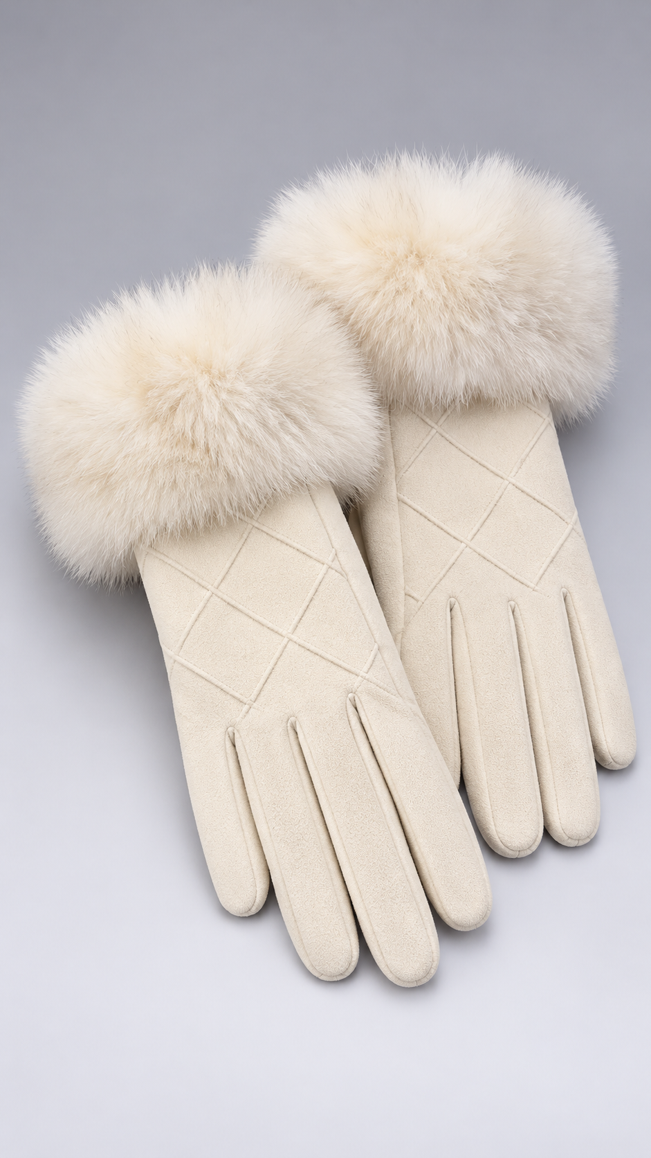 Eulalie Diamond-Quilt Gloves — Milky white product only