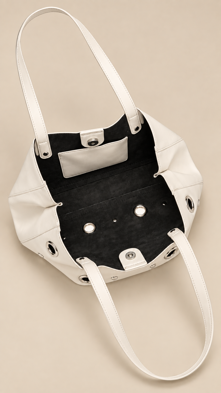 Noelia Eyelet Tote — Milky white product open