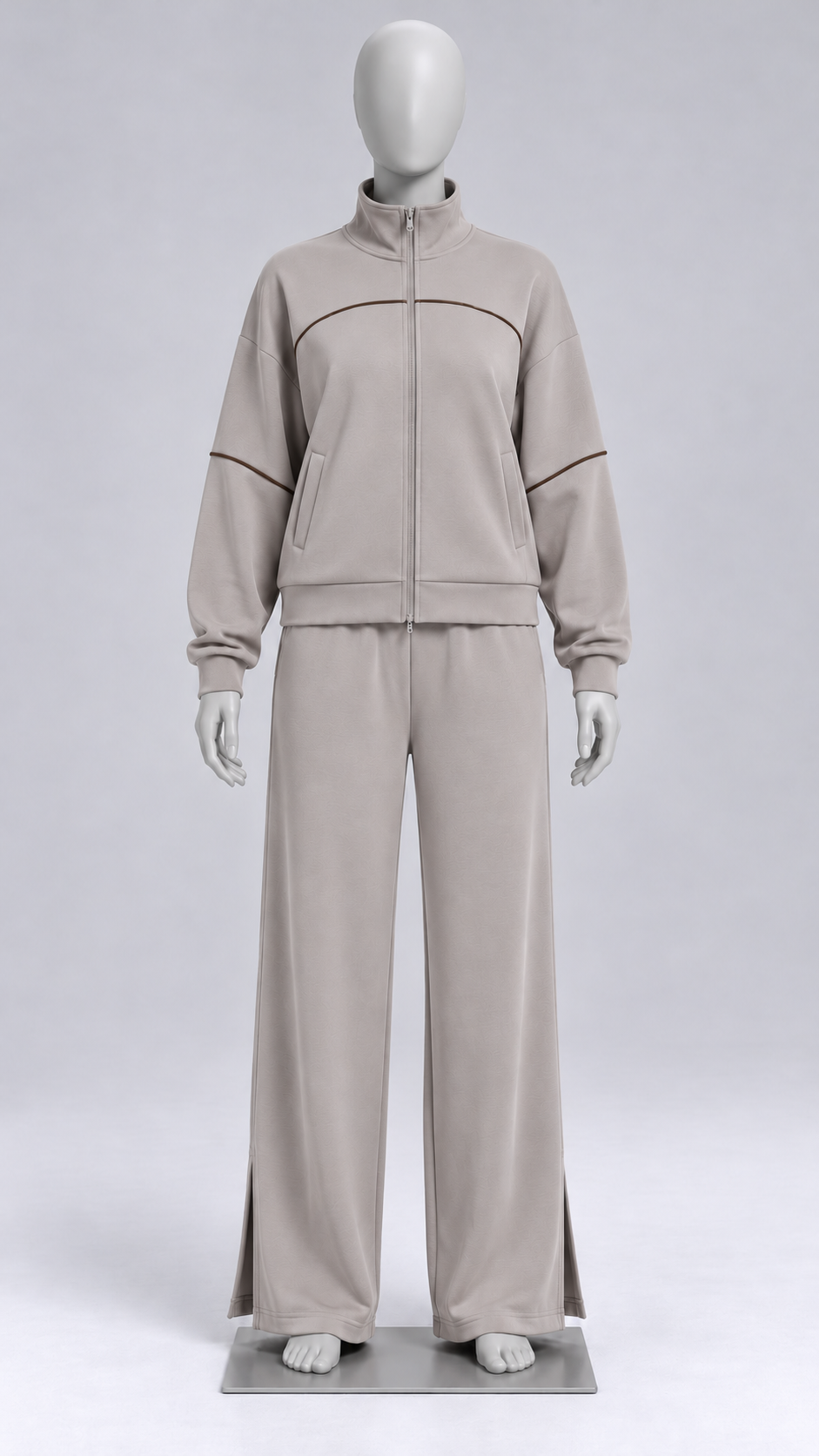 Henna Split-Hem Lounge Set — Mink Gray mannequin front