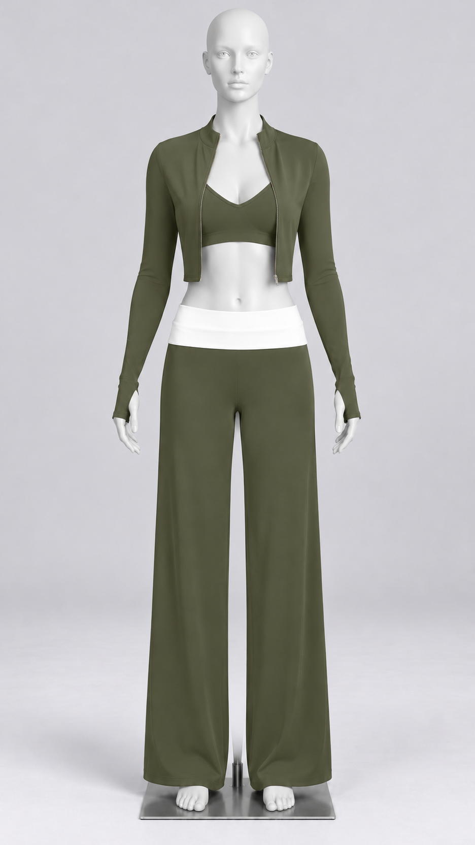 Odessa Colorblock Yoga Set — Misty Pine Green mannequin front
