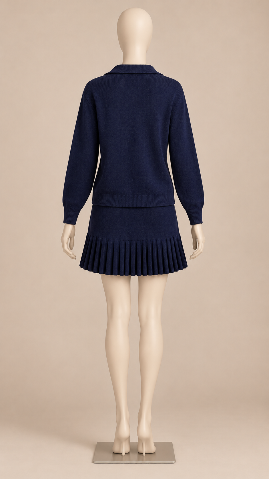Liv Pleated Skirt Set — Navy mannequin back