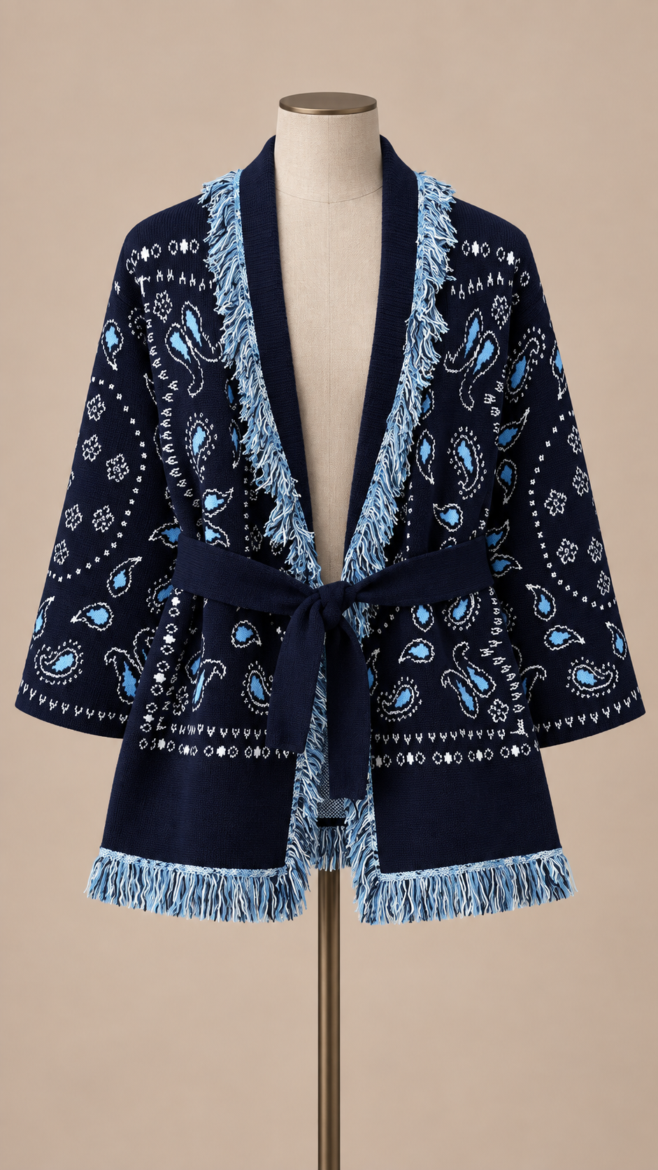 Mathilde Bandana Cardigan — Navy mannequin front