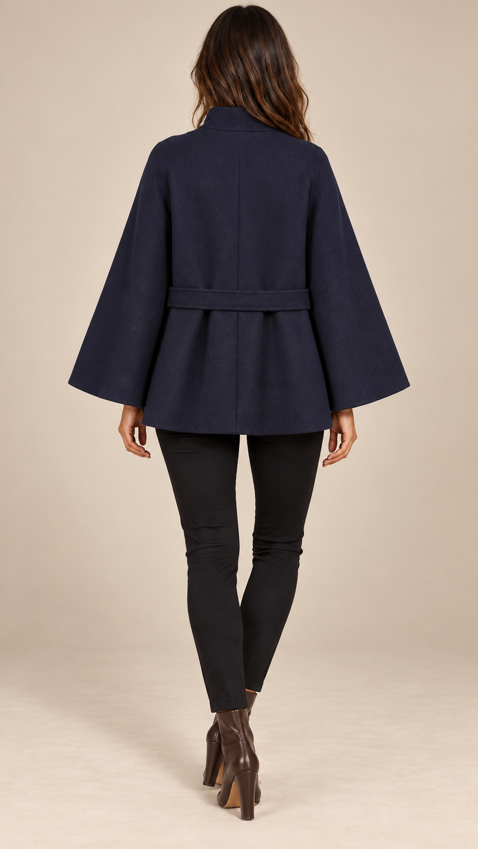 Antonella Cape Coat — Navy model back