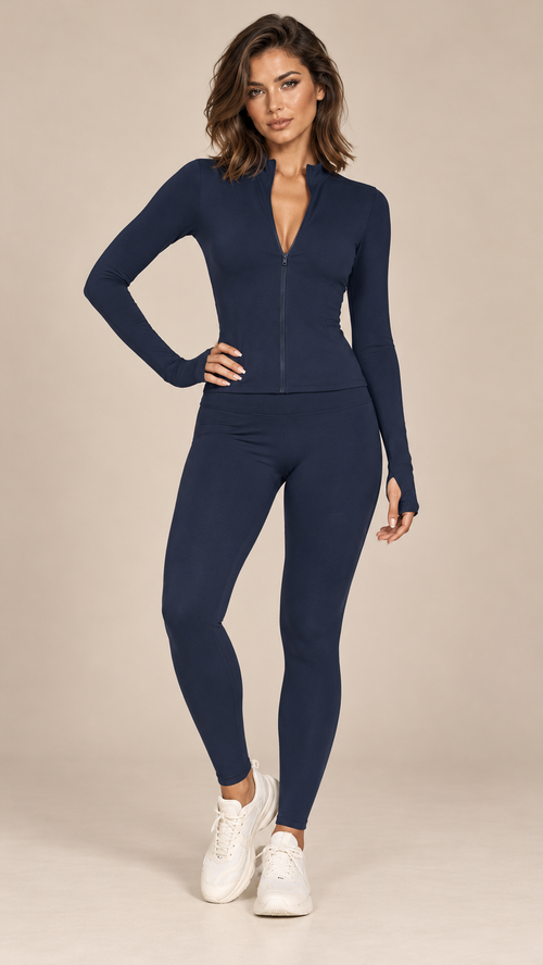 Kalinda Thumbhole Active Set — Navy model front