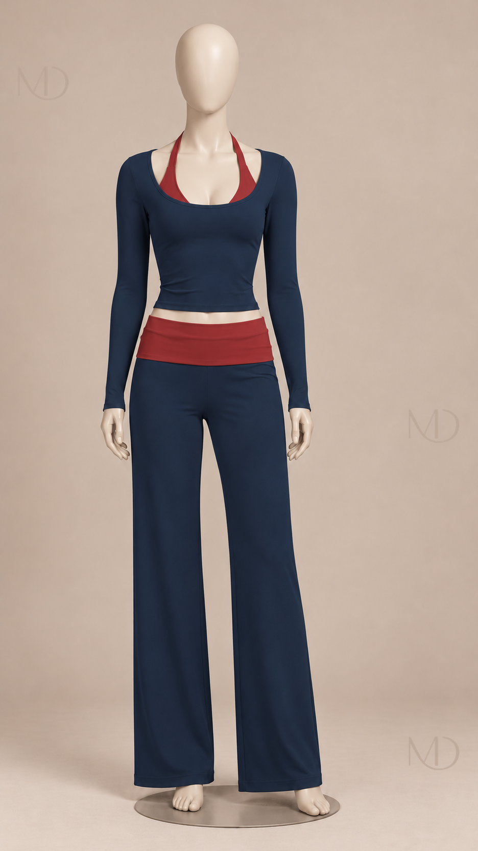 Rafaela Colorblock Lounge Set — Navy Red mannequin front