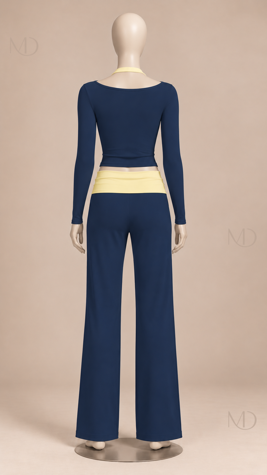 Rafaela Colorblock Lounge Set — Navy Yellow mannequin back