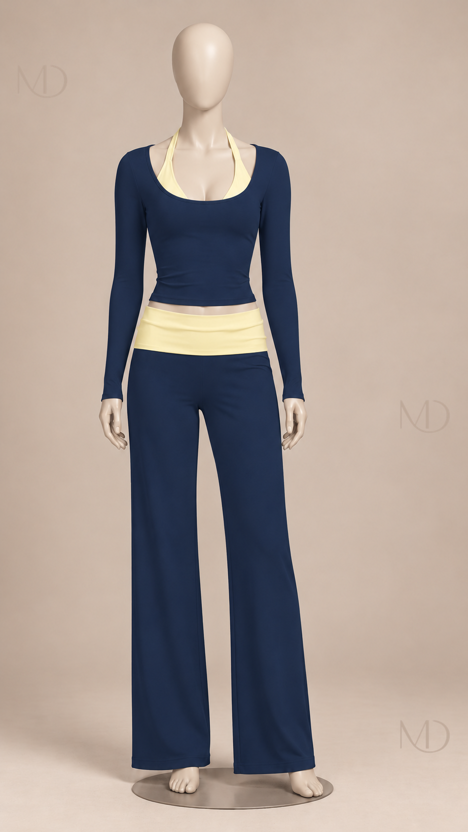 Rafaela Colorblock Lounge Set — Navy Yellow mannequin front