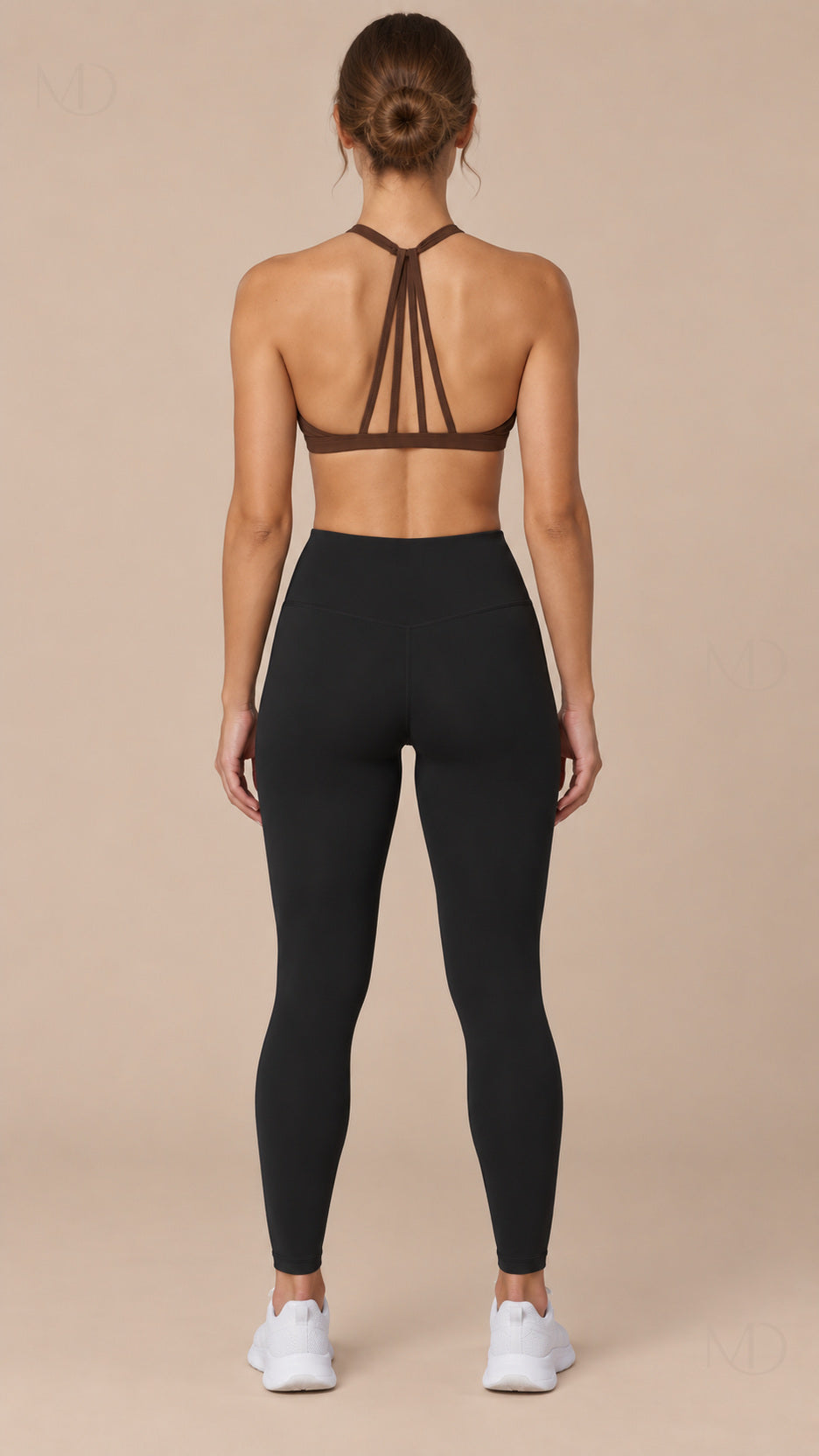 Nova Halter Sports Bra Chocolate Brown back view