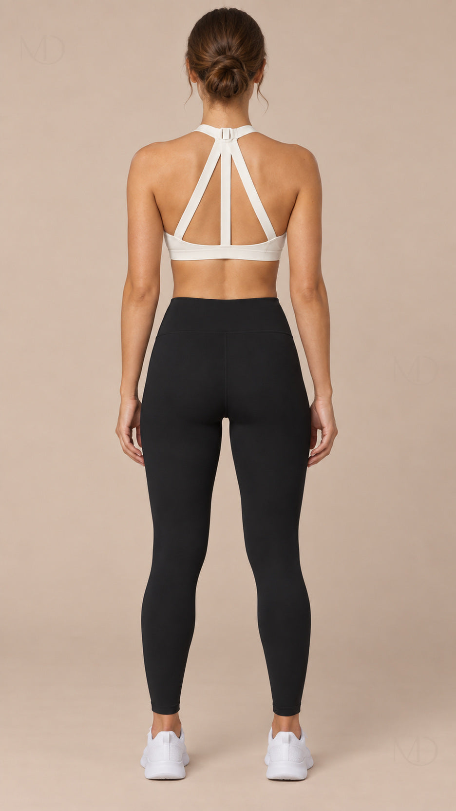 Nova Halter Sports Bra Ivory back view