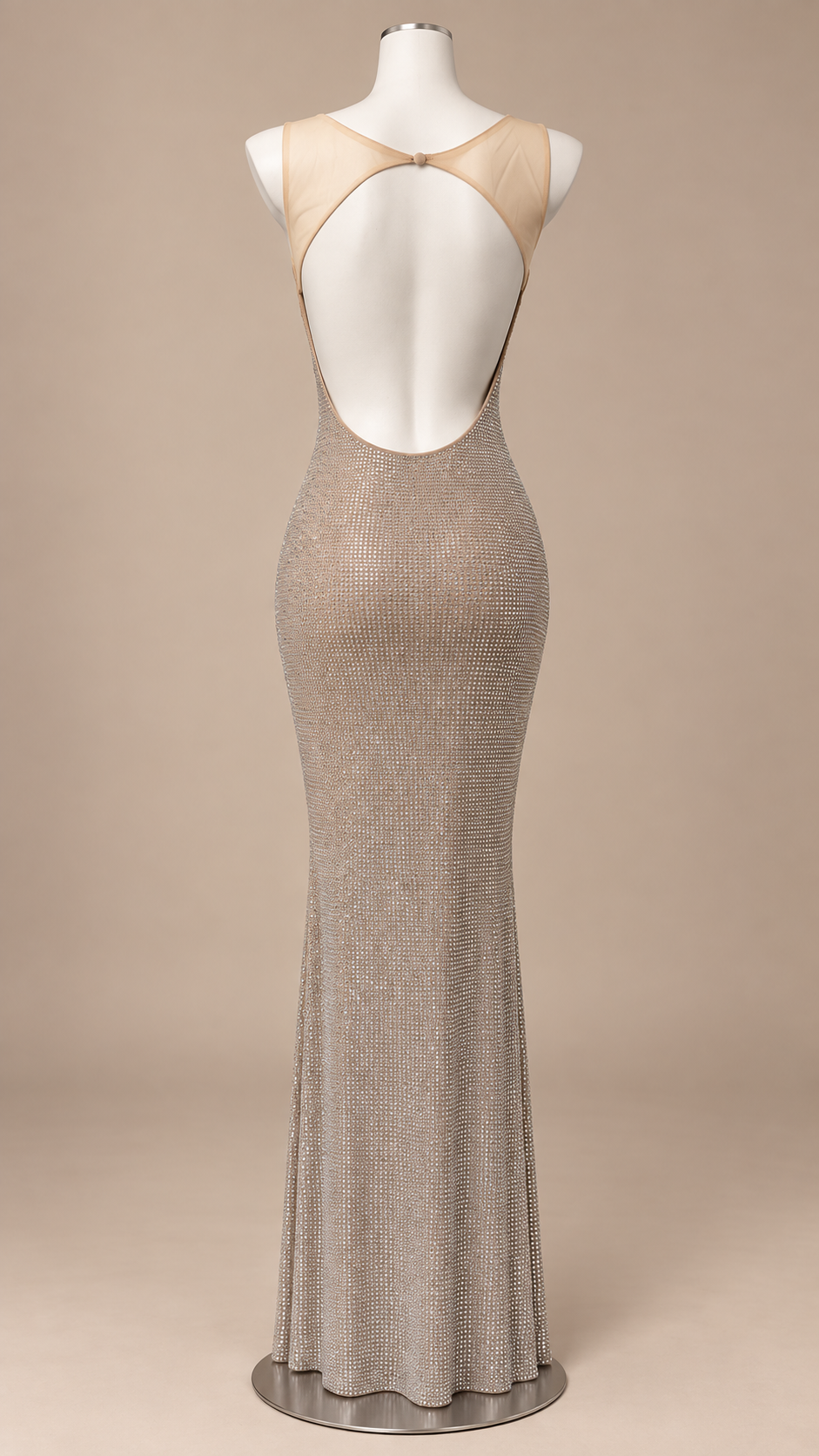 Aurore Backless Maxi — Nude mannequin back