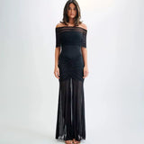 Off shoulder mesh dress