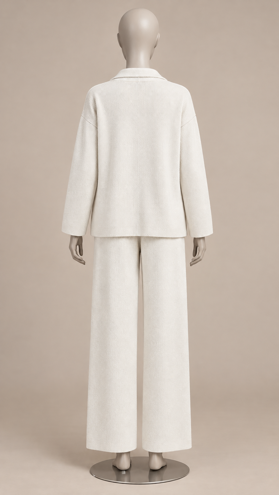 Gwenllian One-Shoulder Knit Set — Off-white mannequin back