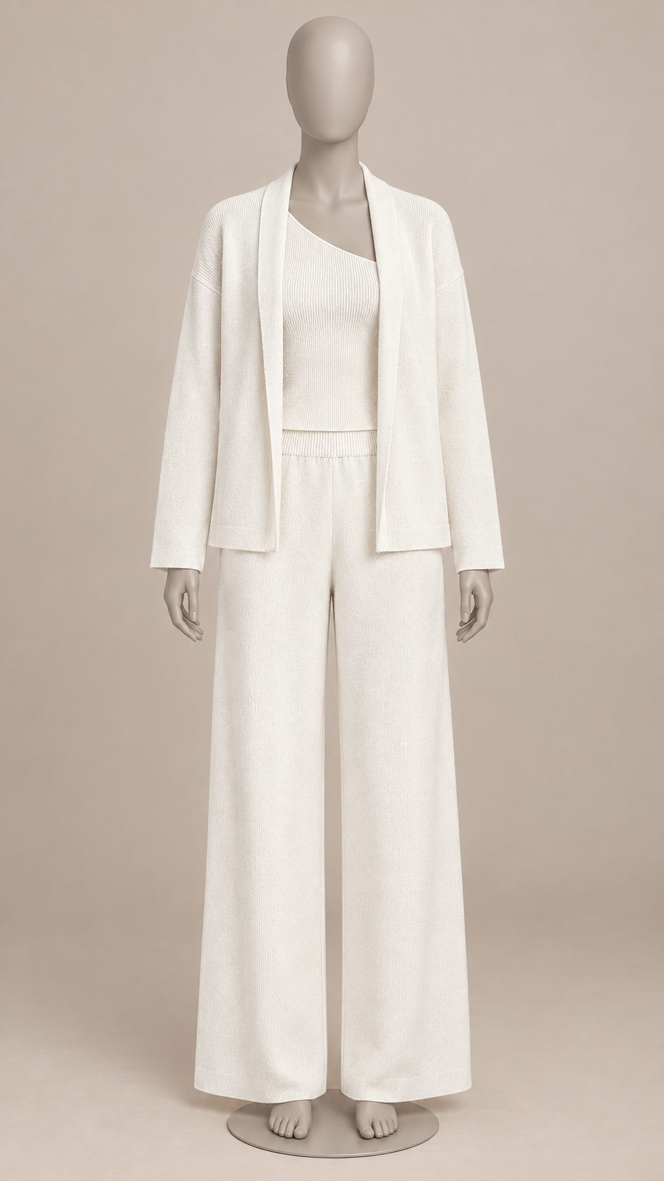 Gwenllian One-Shoulder Knit Set — Off-white mannequin front