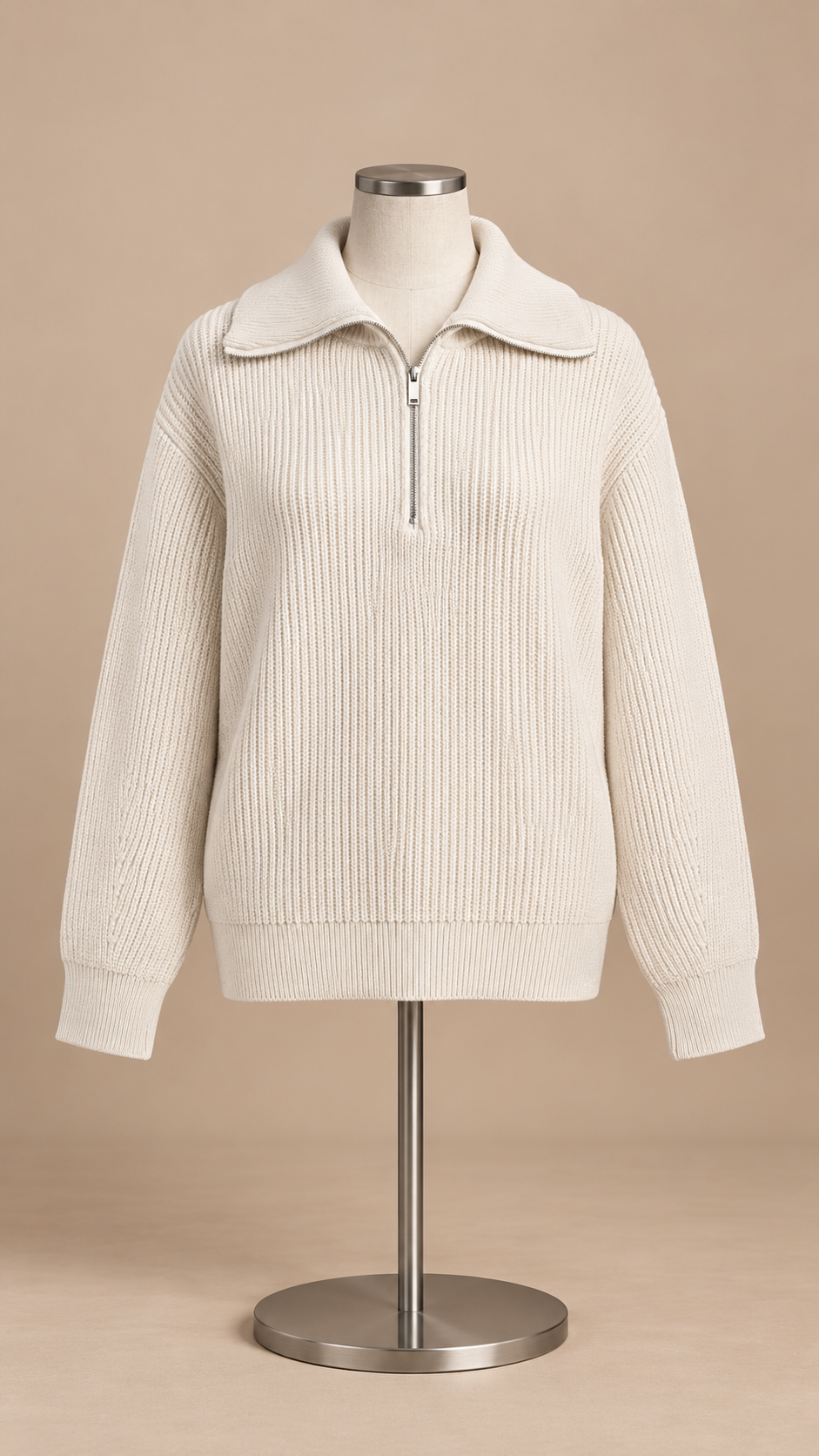 Isadora Half-Zip Sweater — Off-white mannequin front