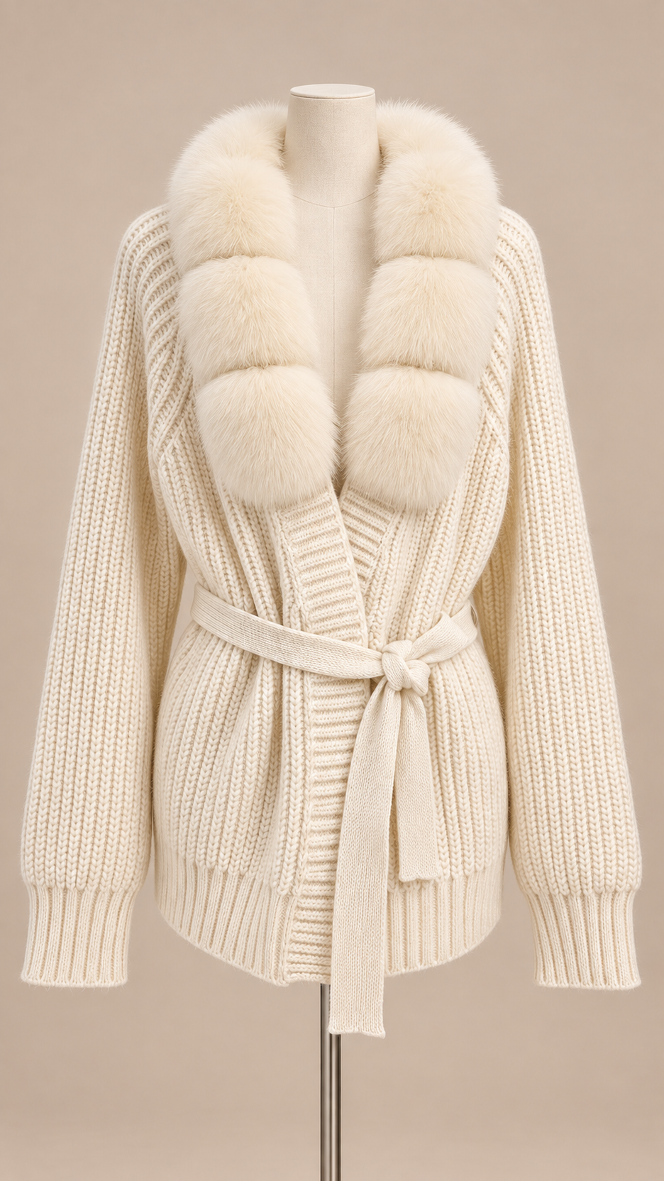 Margot Plush Cardigan — Off-White mannequin front