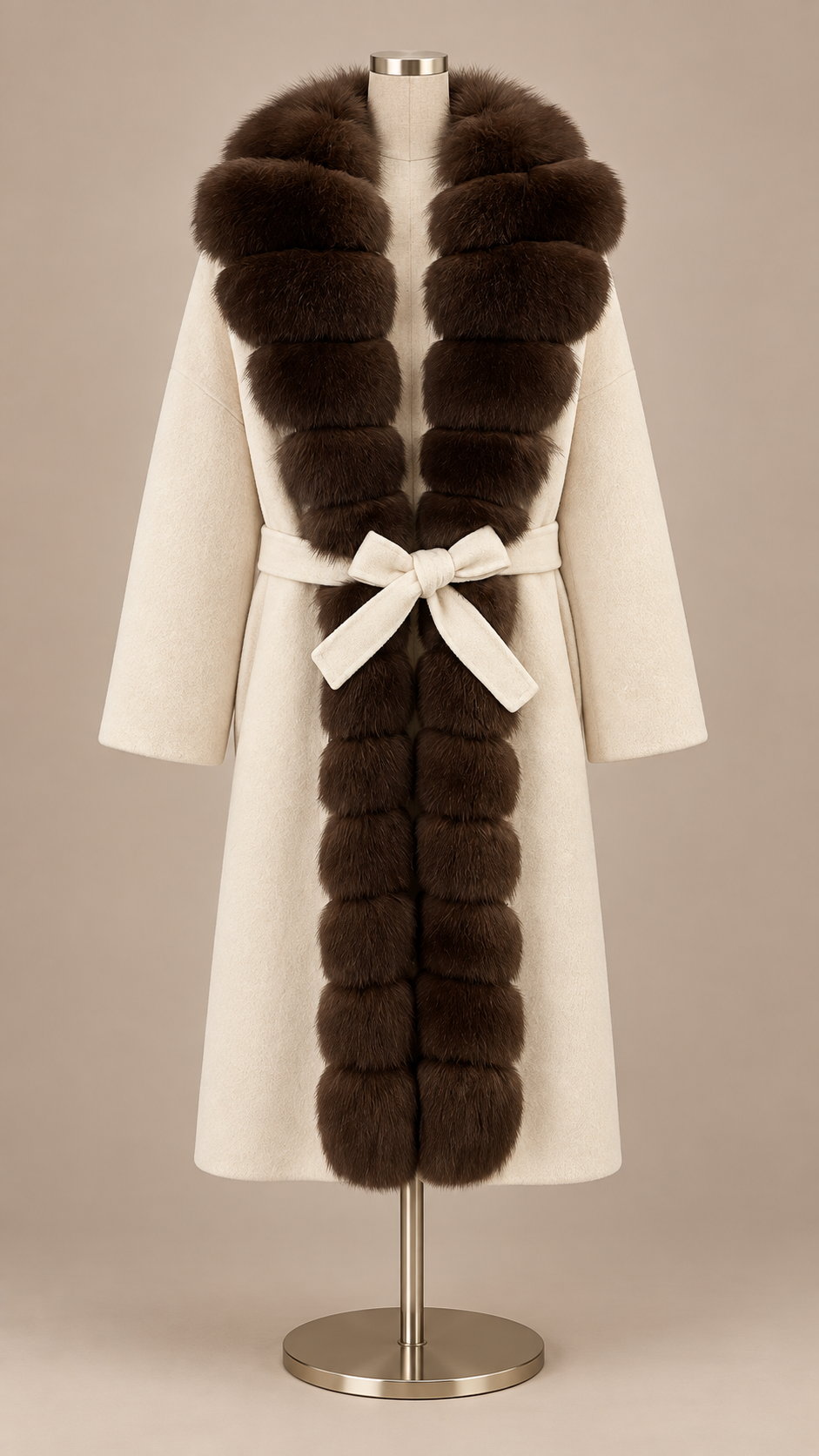 Seraphine Fur Collar Coat — Off-White mannequin front