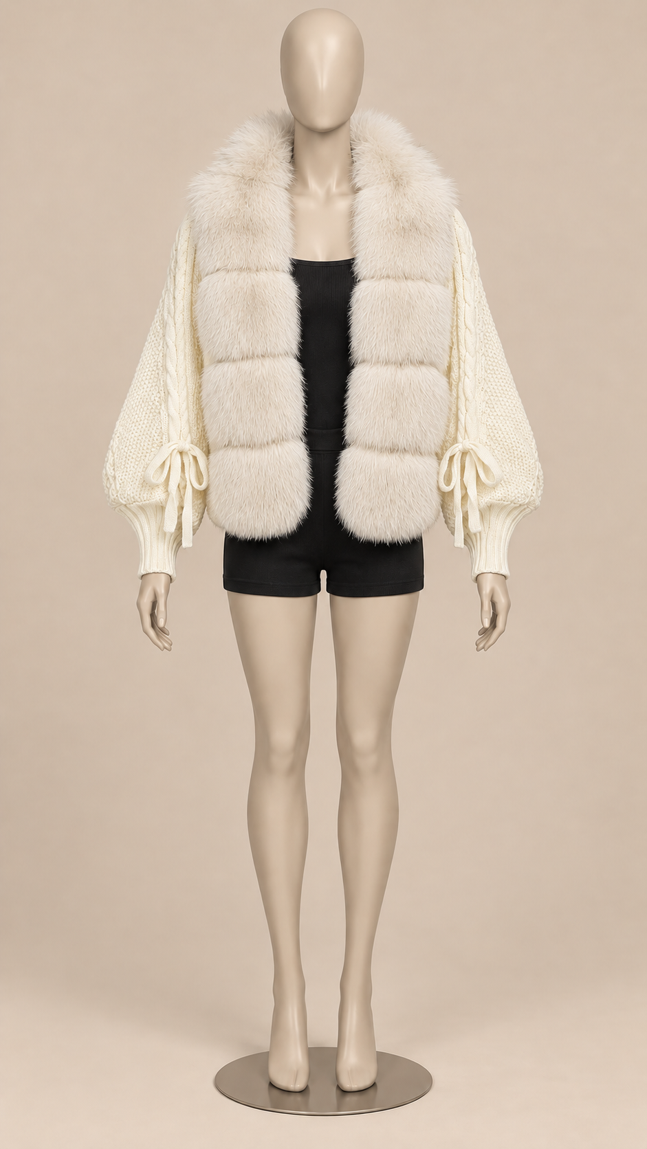Rosanna Fox-Collar Cardigan — Off-white mannequin front