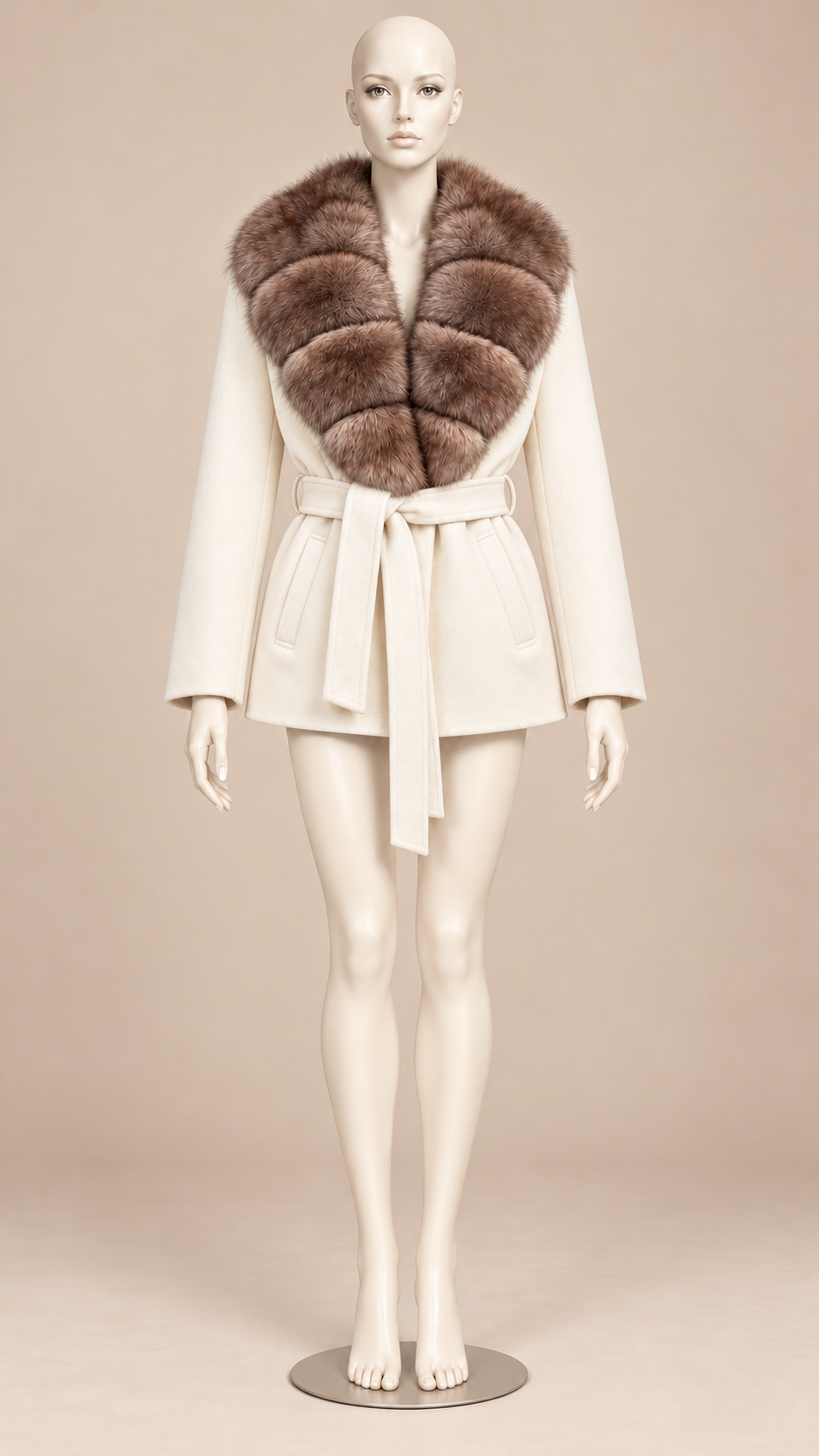 Katja Ruff-Collar Coat — Off-white mannequin front