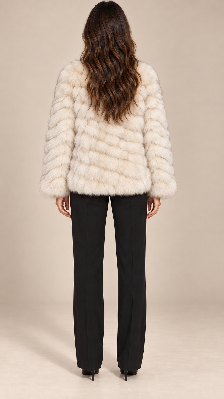 Thea Whole-Hide Fur Coat — Off-White model back