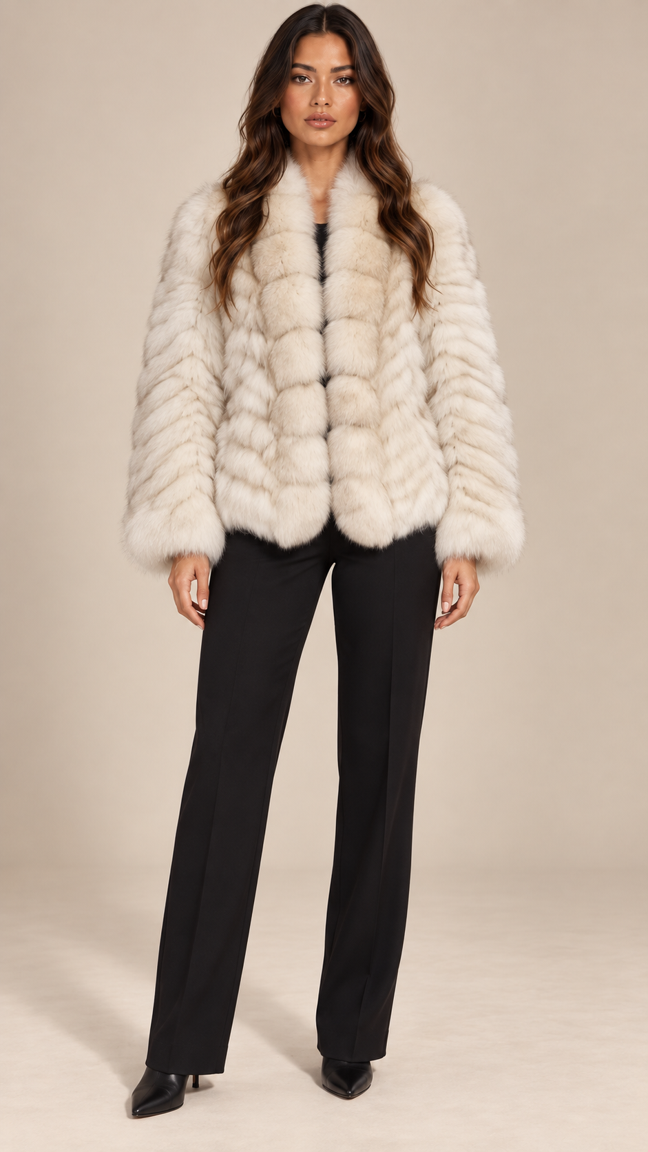 Thea Whole-Hide Fur Coat — Off-White model front