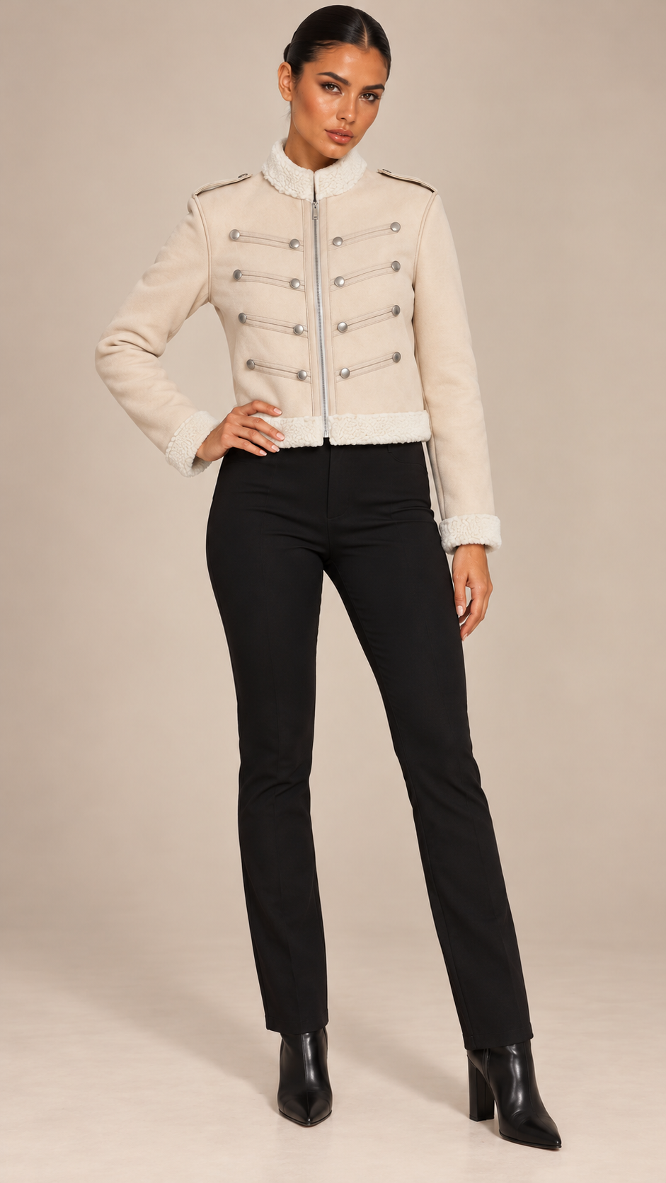 Clotilde Hussar Jacket — Off-white model front
