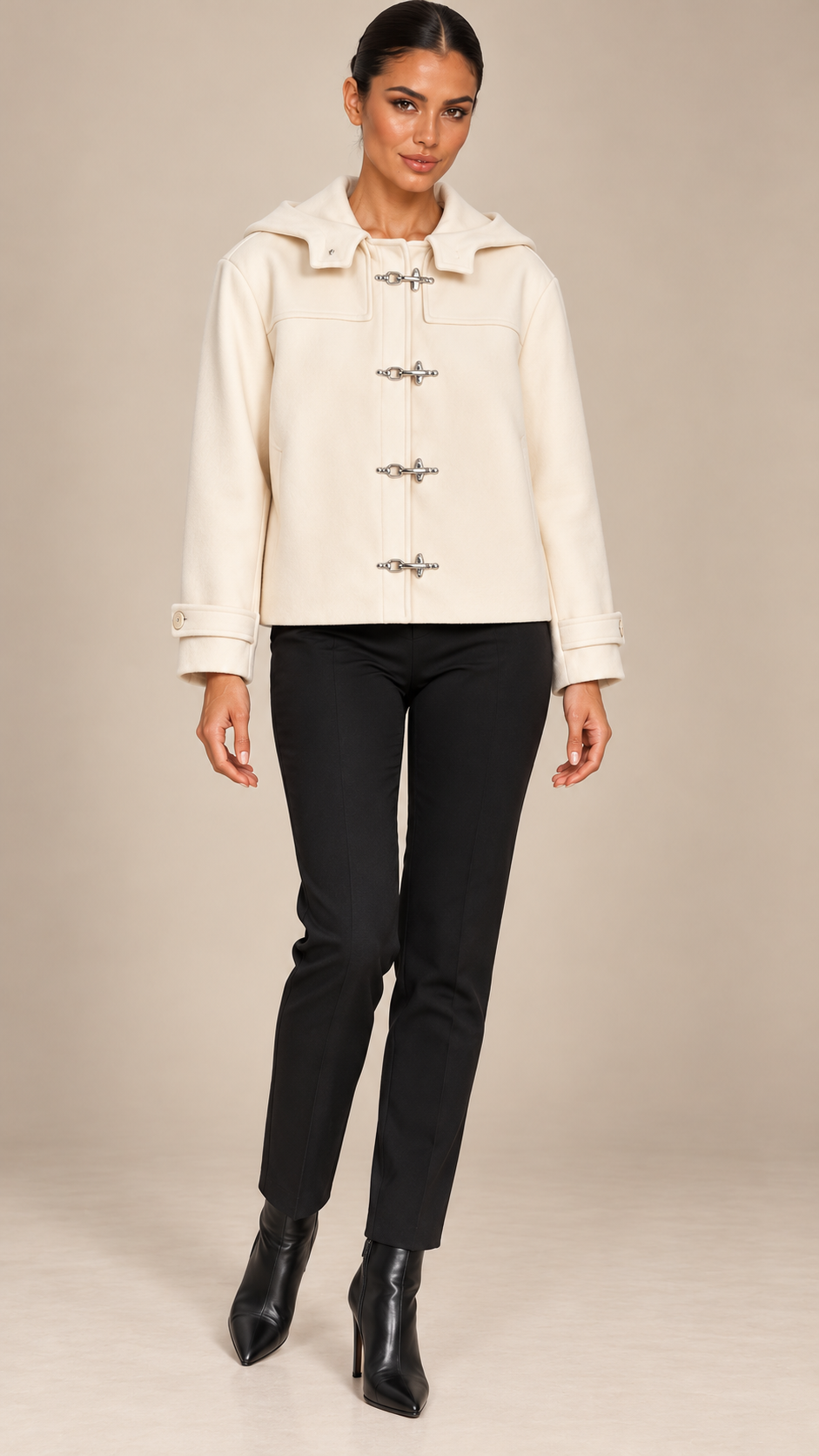Benedetta Toggle-Clasp Jacket — Off-white model front