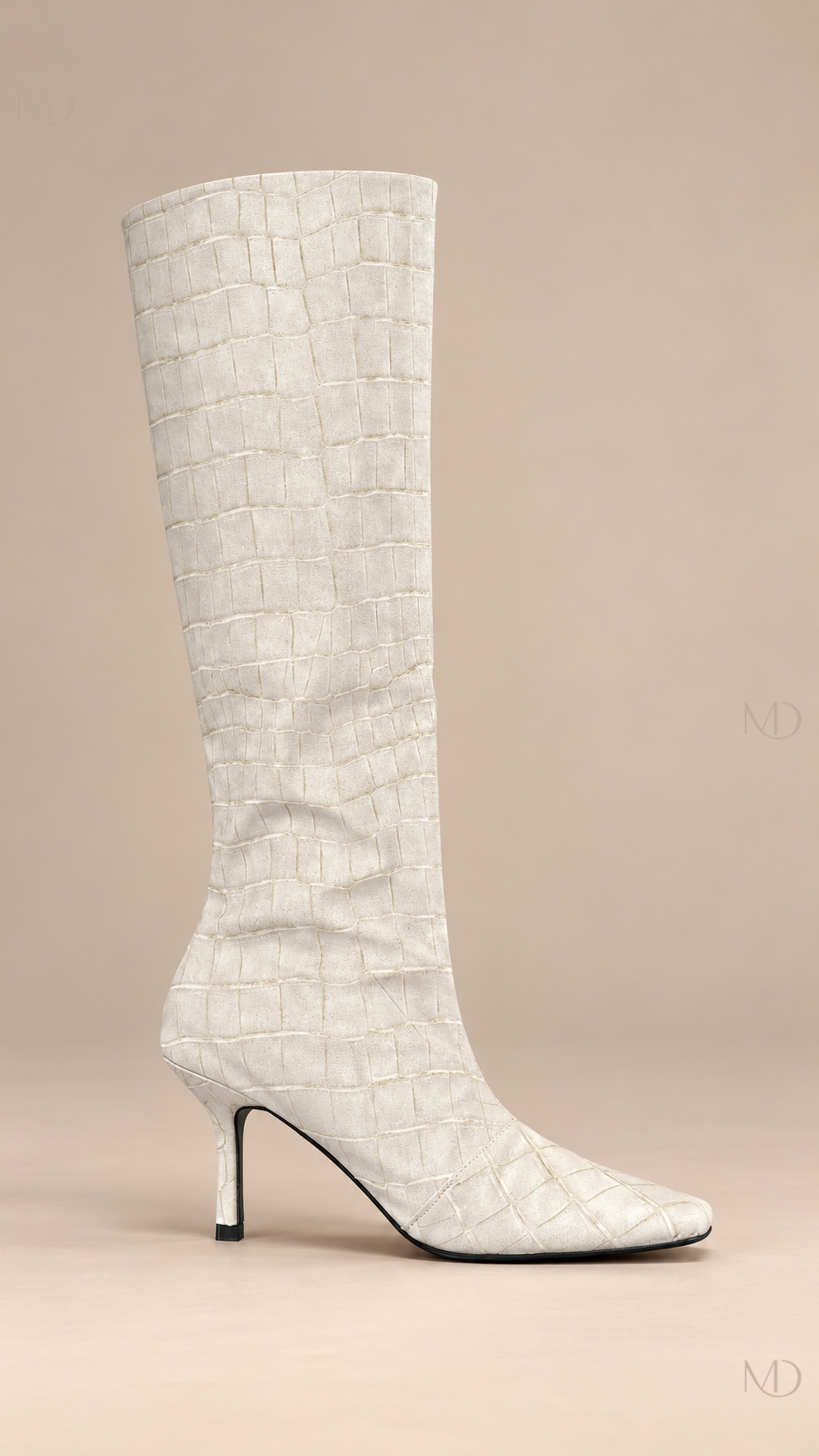 Tamsin Croc Knee Boot — Off-white shoe side