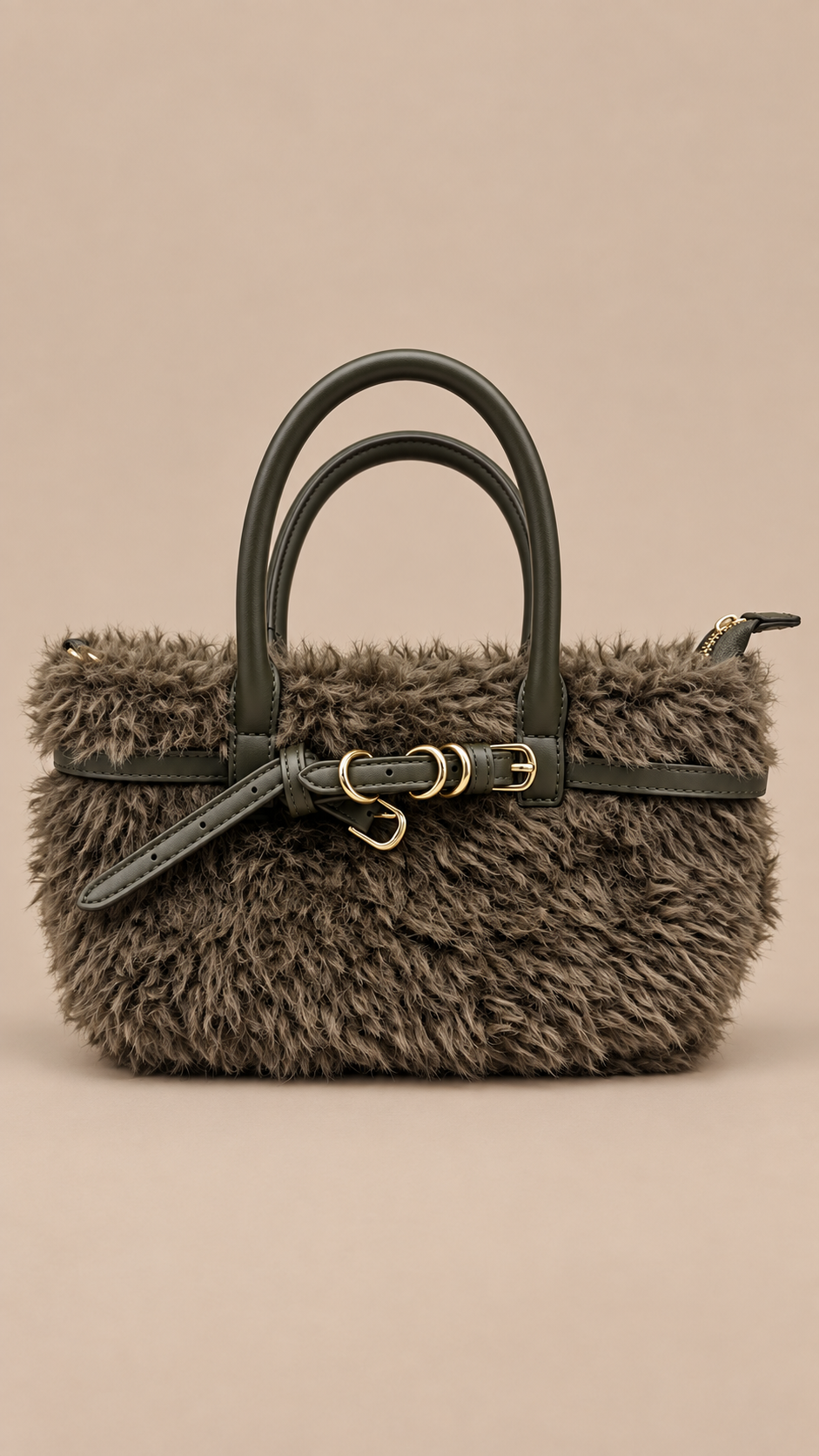 Kolani Plush Boston Bag — Olive product closed