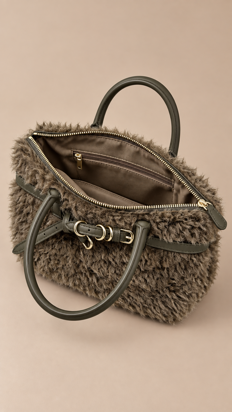 Kolani Plush Boston Bag — Olive product open