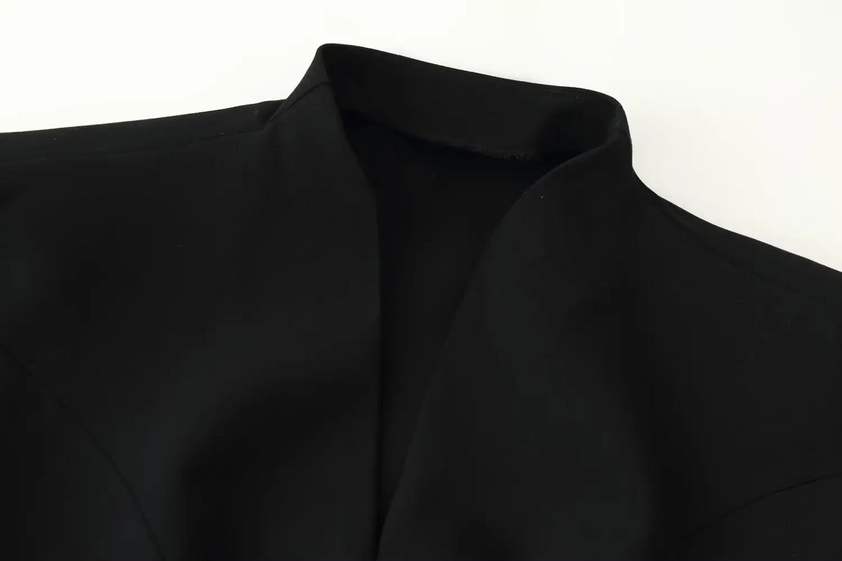 Padded Shoulder Pocket Flap Mini Dress