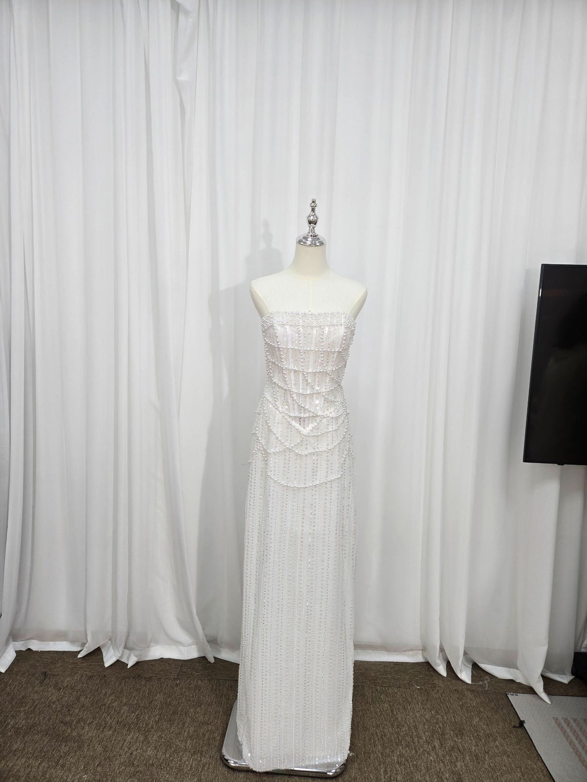 Pearl Beaded Column  Gown