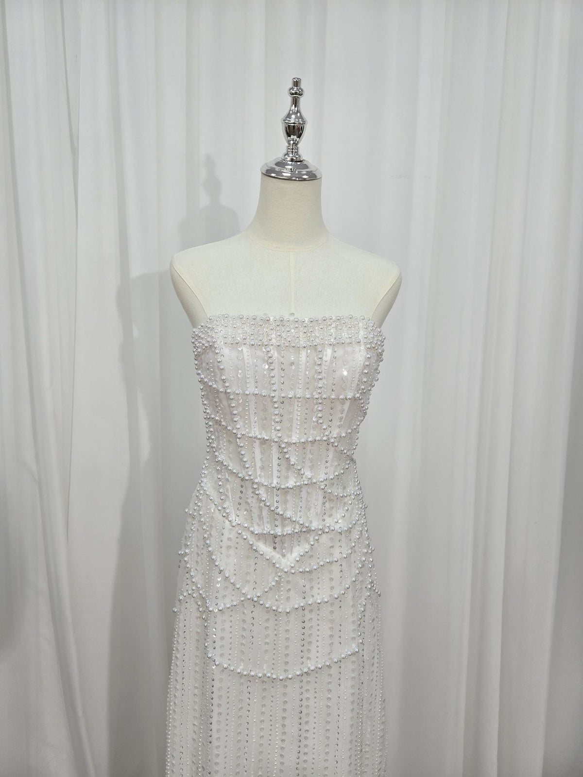 Pearl Beaded Column  Gown